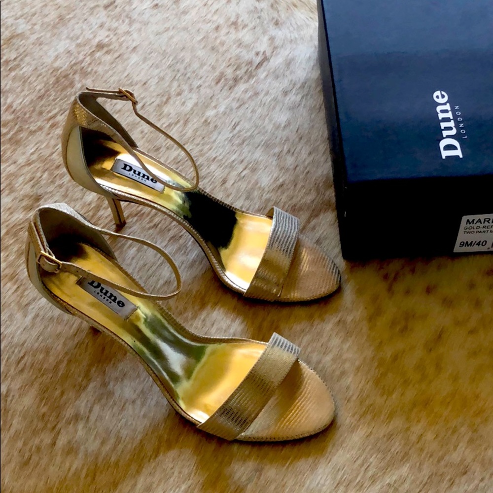 Dune Mariee Gold Reptile heels size 9/40